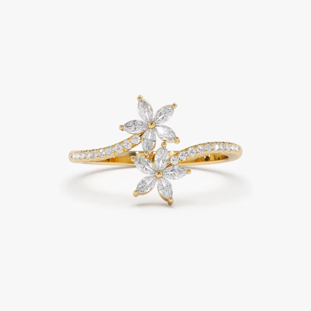 Marquise & Round Cut Flower Diamond Ring Gift for Mother - Doozy Diamonds