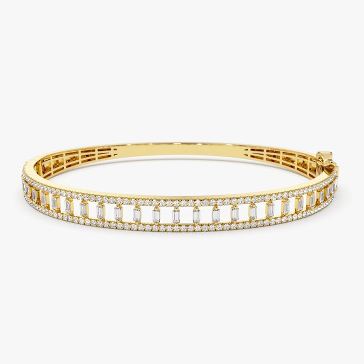 Baguette & Round Cut Diamond Lab-Grown Bangle Bracelet