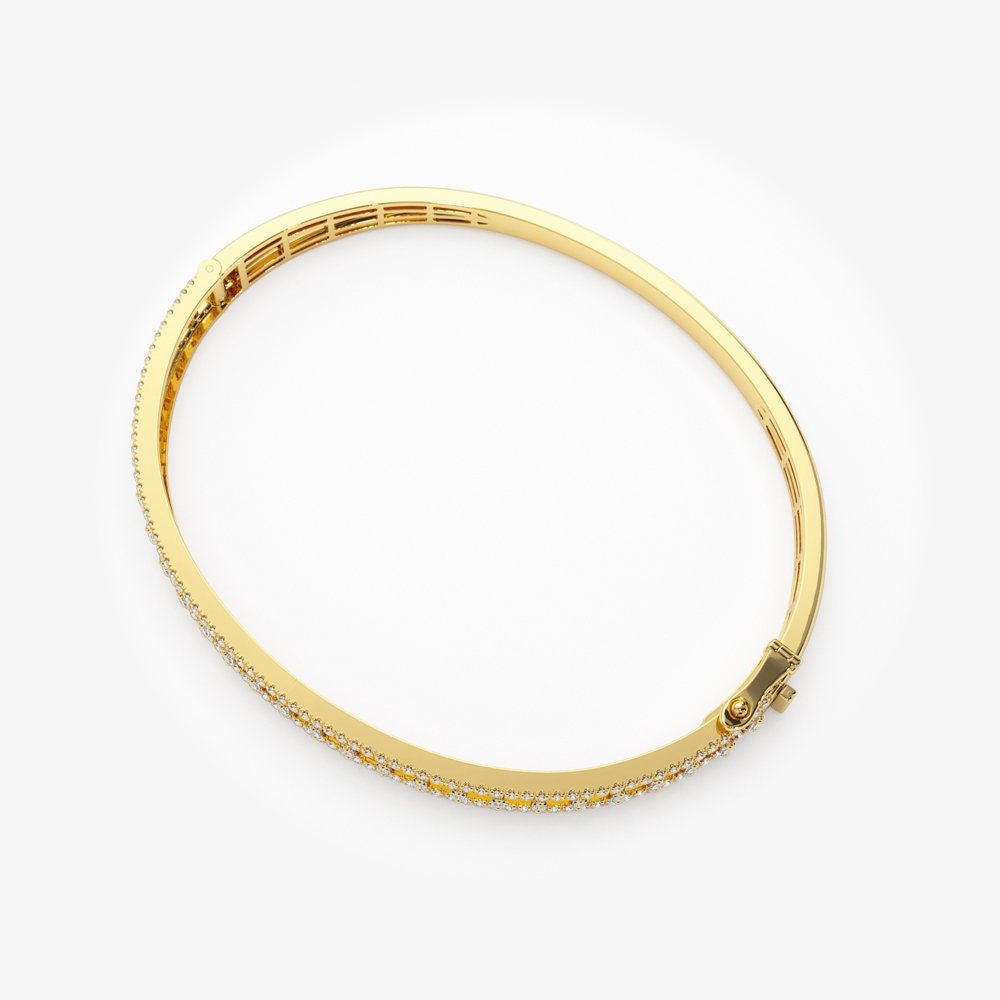 Baguette & Round Cut Diamond Lab-Grown Bangle Bracelet