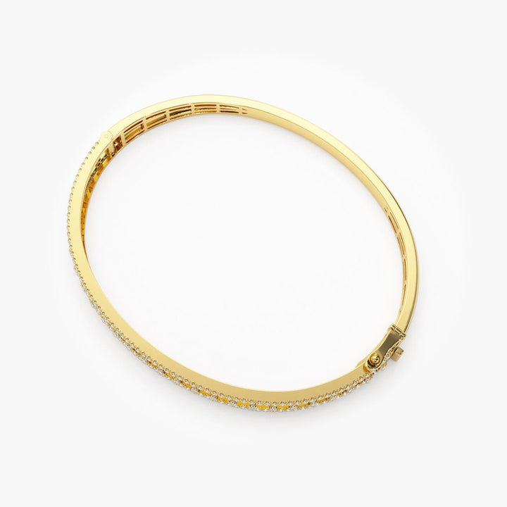Baguette & Round Cut Diamond Lab-Grown Bangle Bracelet