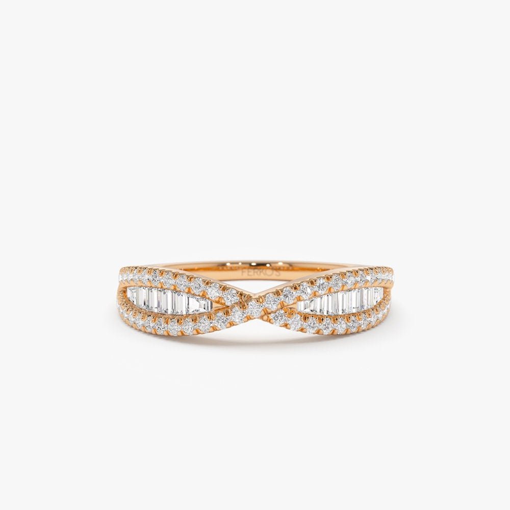 Baguette and Round Cut Unique Diamond Band for Birthday Gift - Doozy Diamonds