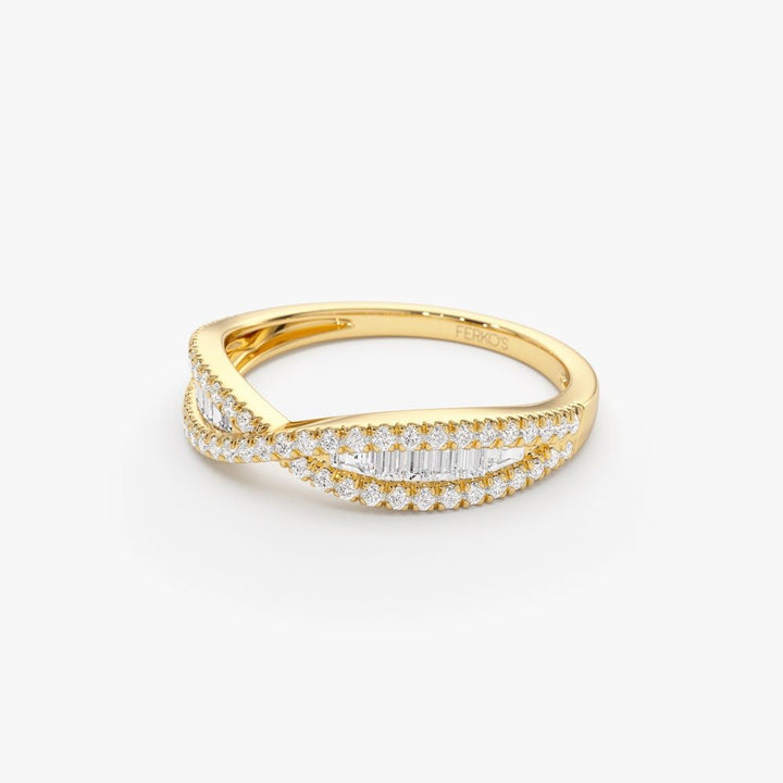 Baguette and Round Cut Unique Diamond Band for Birthday Gift - Doozy Diamonds