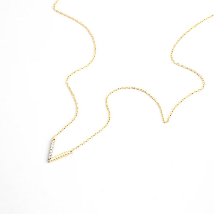 Elegant Gold Diamond Necklace V Shaped Necklace for Her - Doozy Diamonds