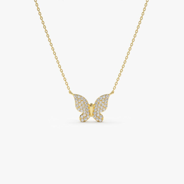 Round lab grown diamonds Butterfly Necklace in 14k Gold - Doozy Diamonds