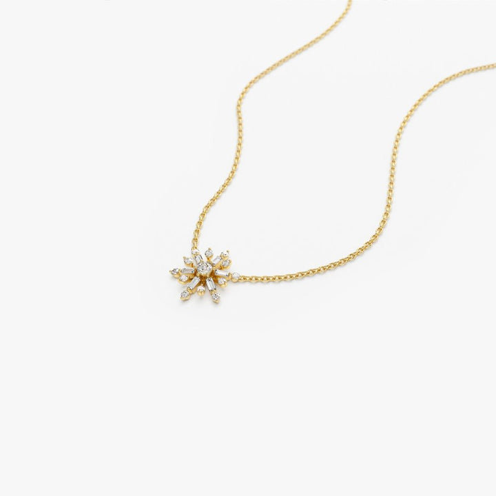 Baguette and Round Cut Layering Snowflake Necklace for Her - Doozy Diamonds