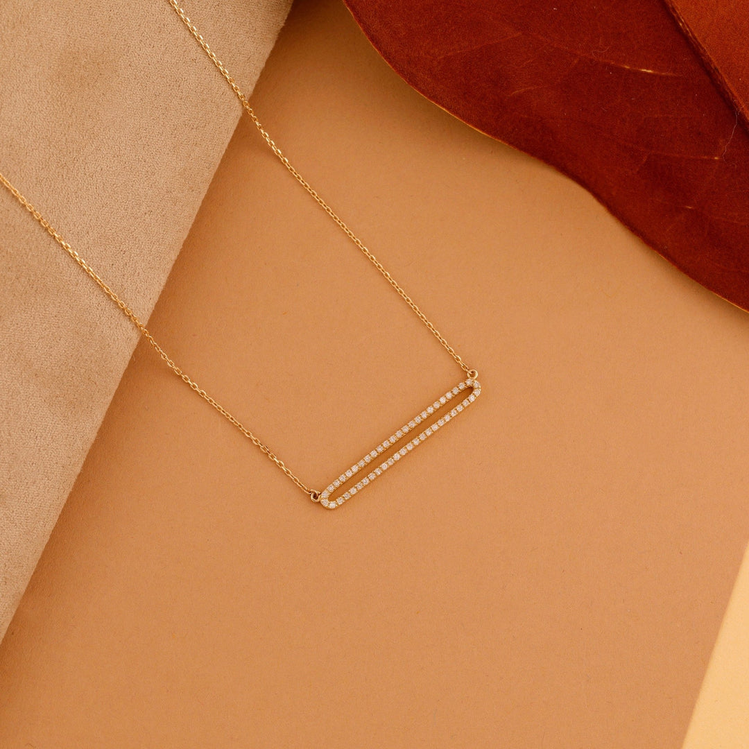 Round Cut Diamond Rectangle Shape Necklace for Her - Doozy Diamonds