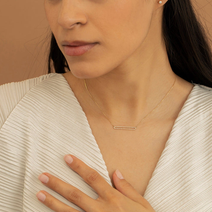 Round Cut Diamond Rectangle Shape Necklace for Her - Doozy Diamonds