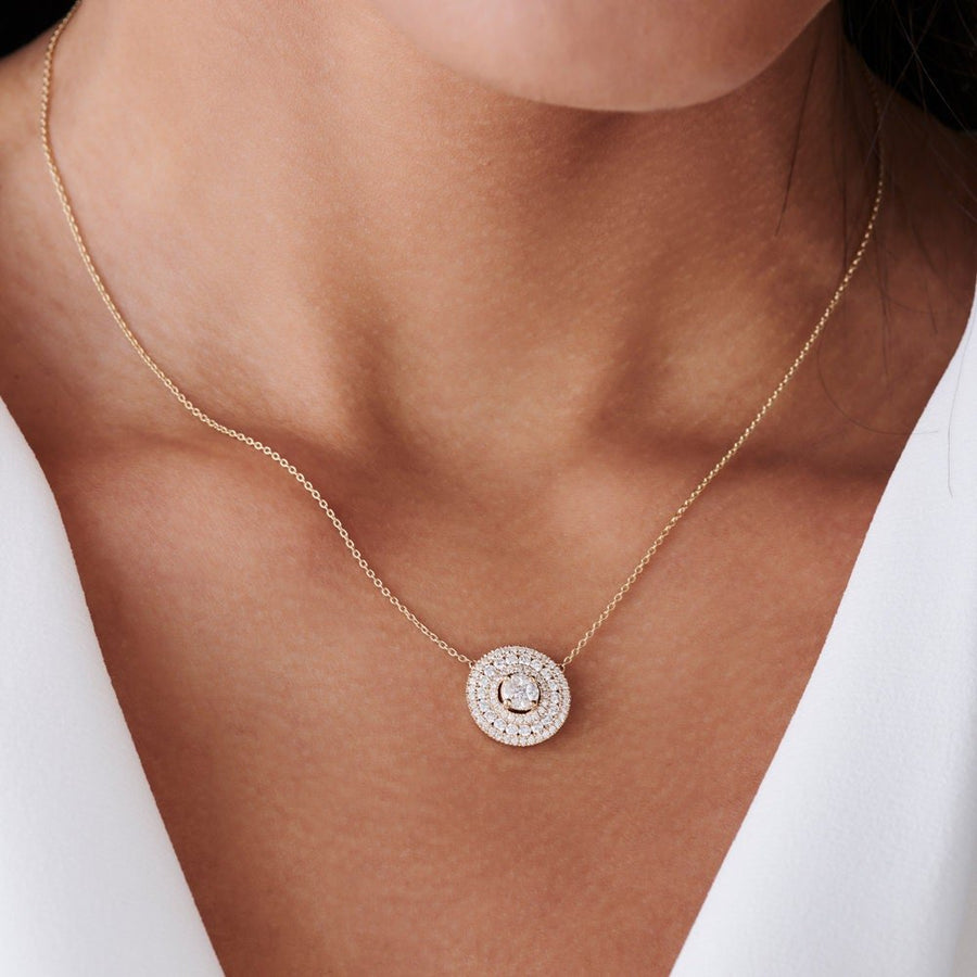 Round Cut Diamond Circle Pendant Necklace for Women - Doozy Diamonds