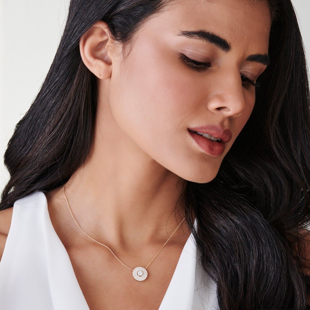 Round Cut Diamond Circle Pendant Necklace for Women - Doozy Diamonds