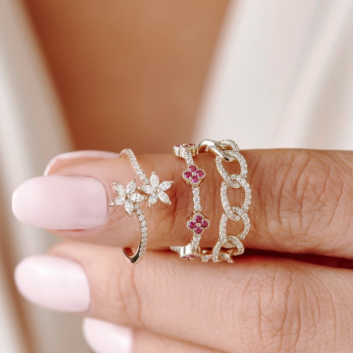 Marquise & Round Cut Flower Diamond Ring Gift for Mother - Doozy Diamonds