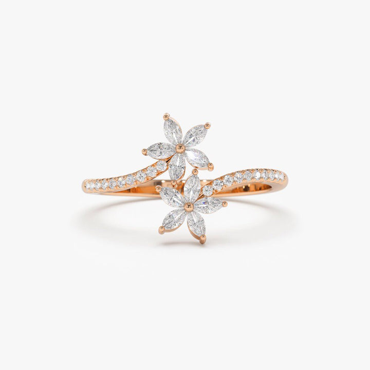 Marquise & Round Cut Flower Diamond Ring Gift for Mother - Doozy Diamonds