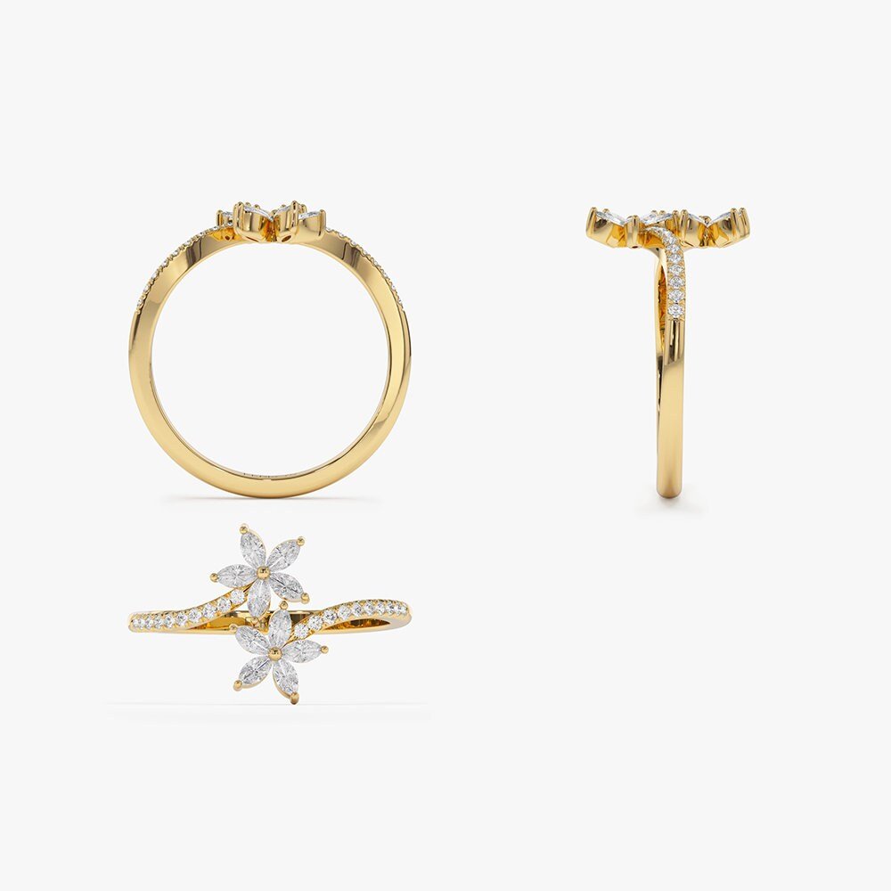 Marquise & Round Cut Flower Diamond Ring Gift for Mother - Doozy Diamonds