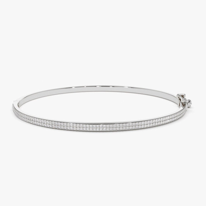 Round Cut Two Row Pave Diamond Bangle Bracelet for Women - Doozy Diamonds