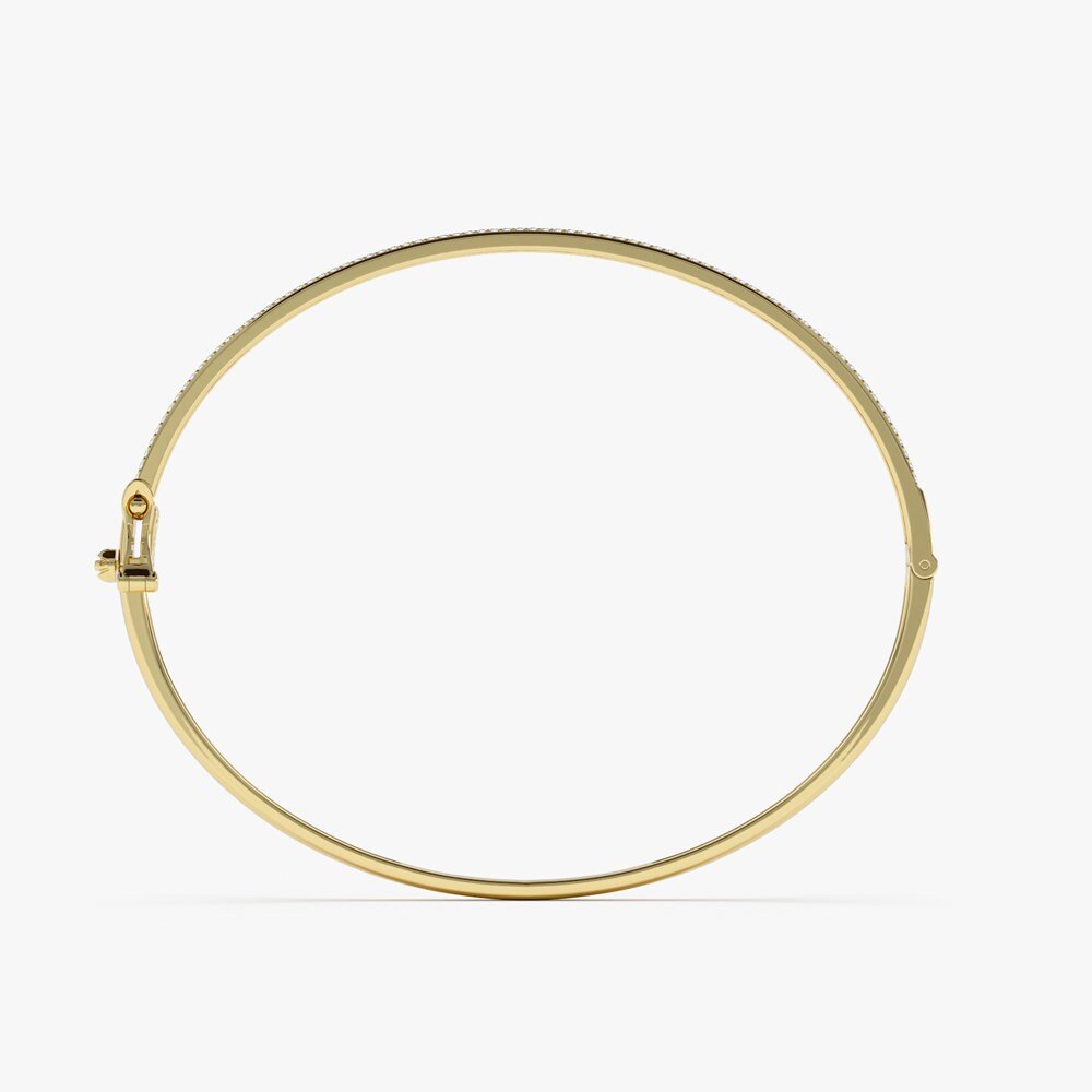 Round Cut Three Row Pave Diamond Bracelet Bangle in 14K Gold - Doozy Diamonds