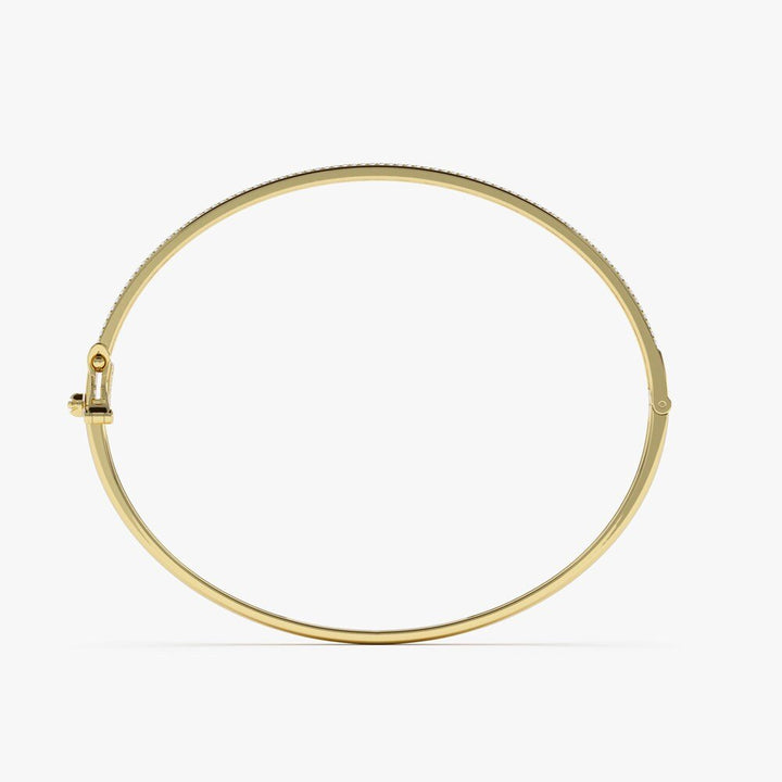 Round Cut Three Row Pave Diamond Bracelet Bangle in 14K Gold - Doozy Diamonds