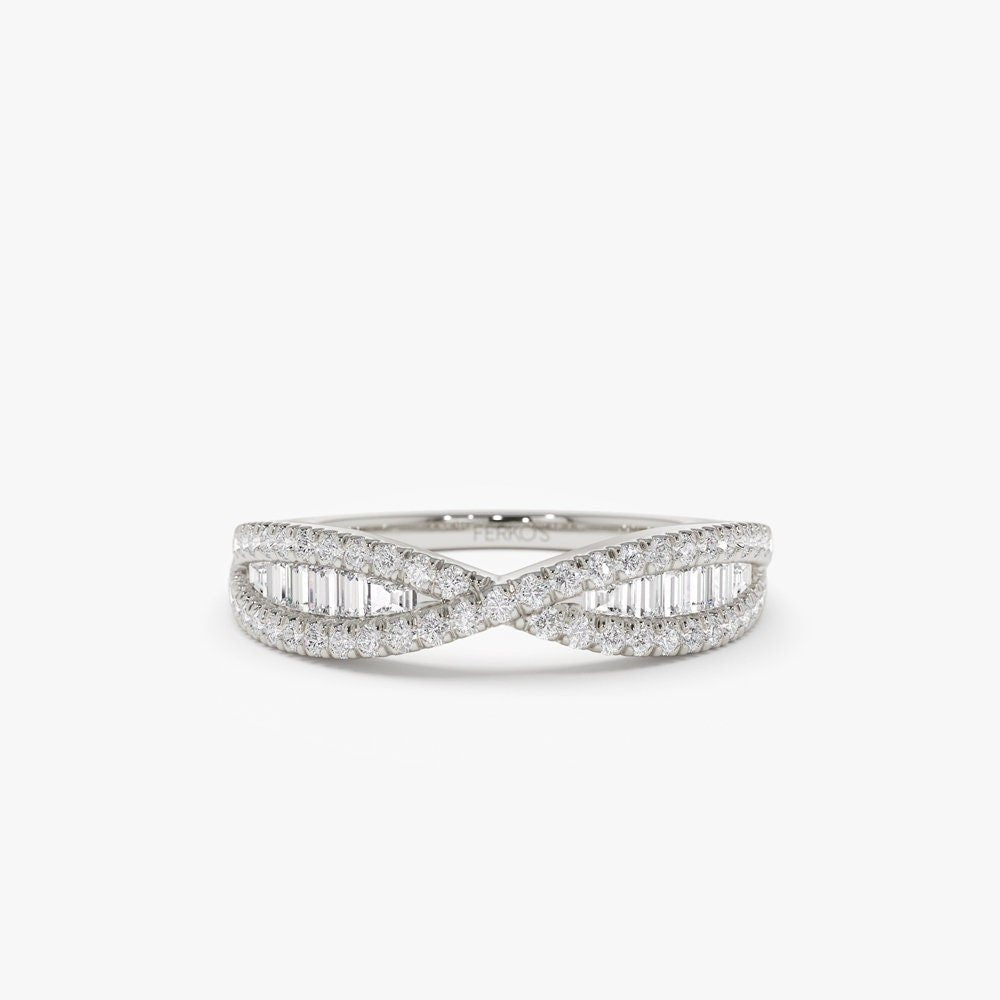Baguette and Round Cut Unique Diamond Band for Birthday Gift - Doozy Diamonds