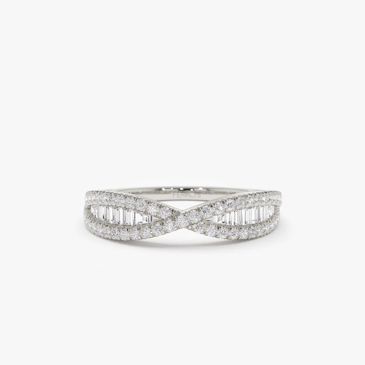 Baguette and Round Cut Unique Diamond Band for Birthday Gift - Doozy Diamonds