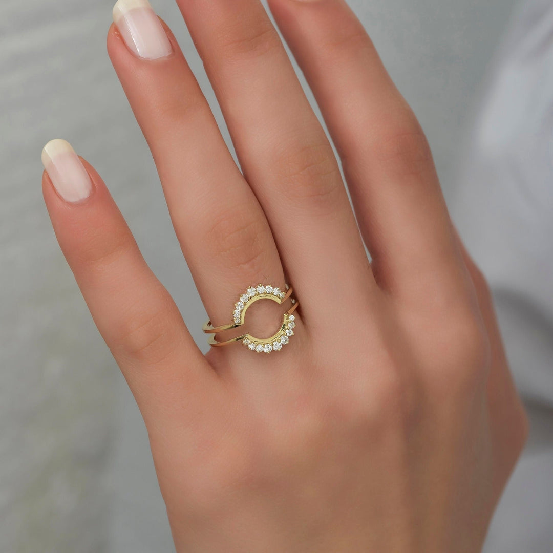 2 Piece Created Round Cut Diamond Woman Ring for Gift - Doozy Diamonds