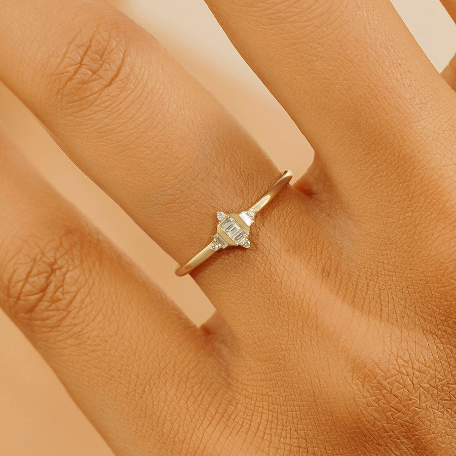 Baguette Cut Diamond Cluster Gold Wedding Ring for Women - Doozy Diamonds