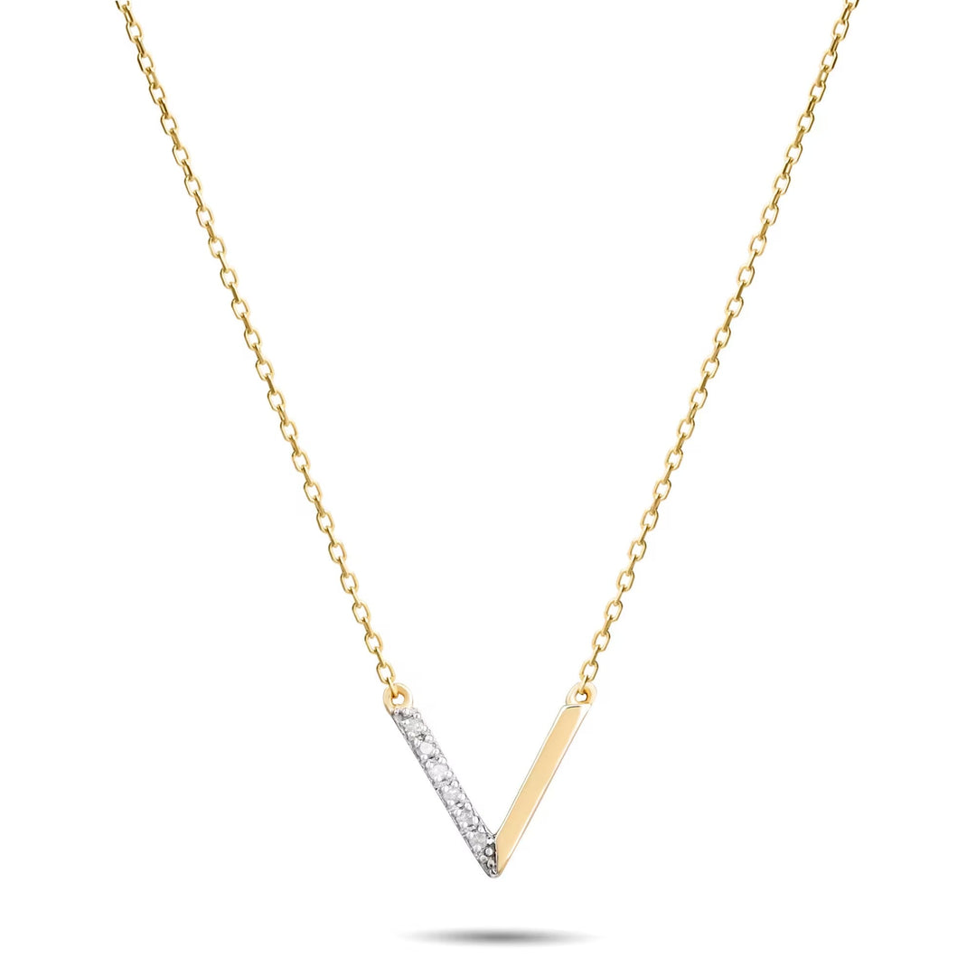 Elegant Gold Diamond Necklace V Shaped Necklace for Her - Doozy Diamonds