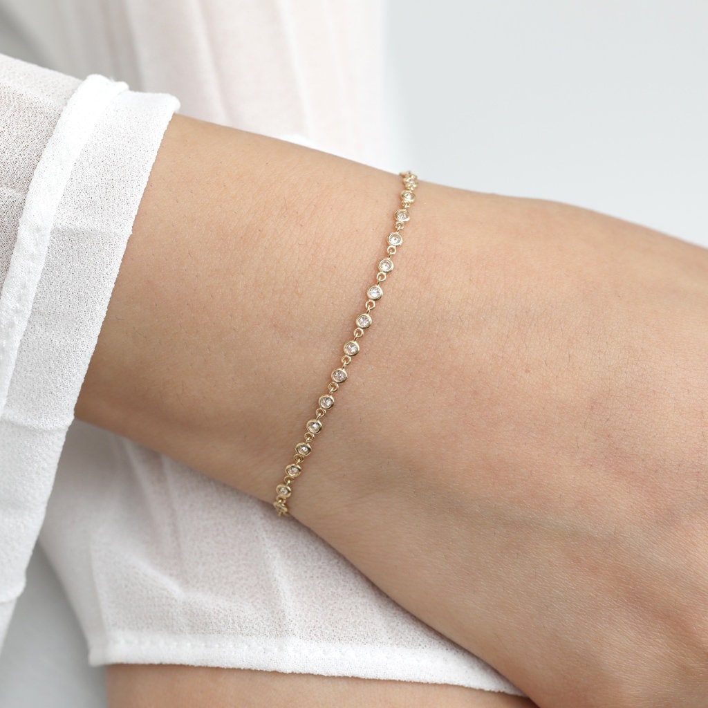 Round Cut Diamond Bezel Set Tennis Bracelet For Her - Doozy Diamonds