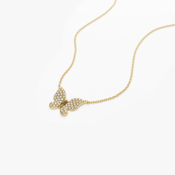 Round lab grown diamonds Butterfly Necklace in 14k Gold - Doozy Diamonds