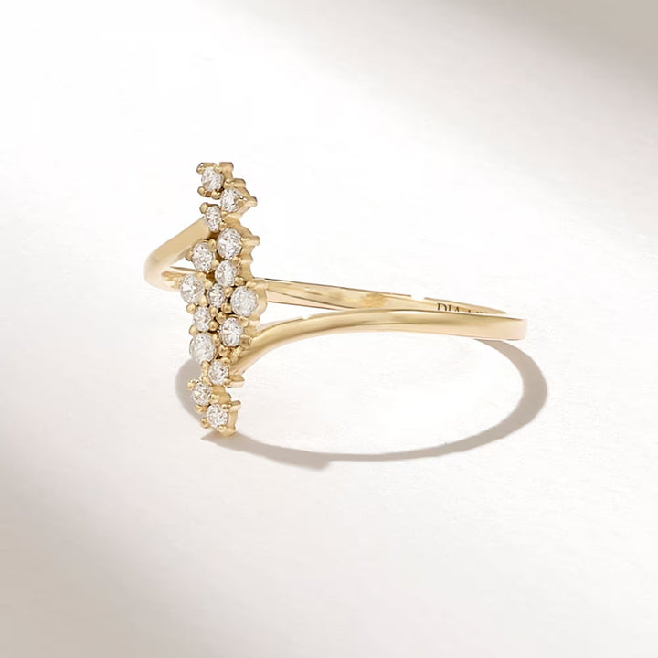 0.29CT Round Unique Cluster lab grown diamonds Wedding Band In 14K Solid Gold - Doozy Diamonds