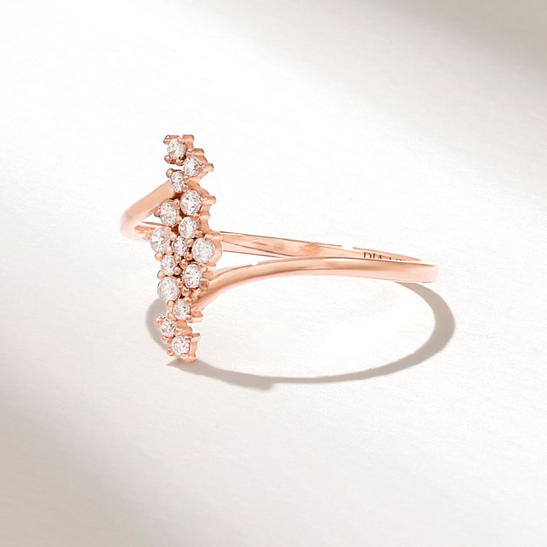 0.29CT Round Unique Cluster lab grown diamonds Wedding Band In 14K Solid Gold - Doozy Diamonds