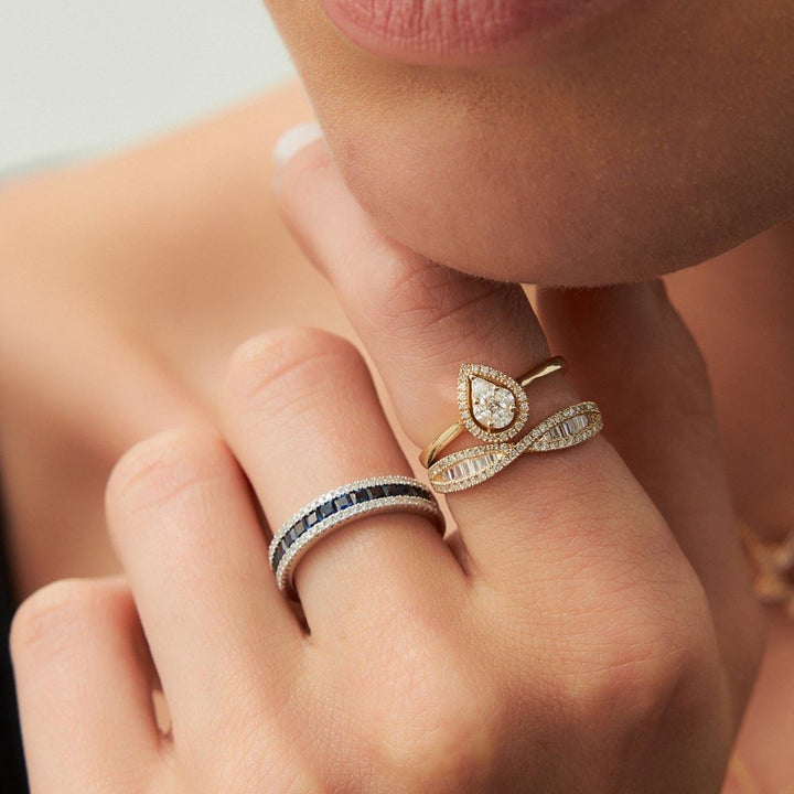 Baguette and Round Cut Unique Diamond Band for Birthday Gift - Doozy Diamonds
