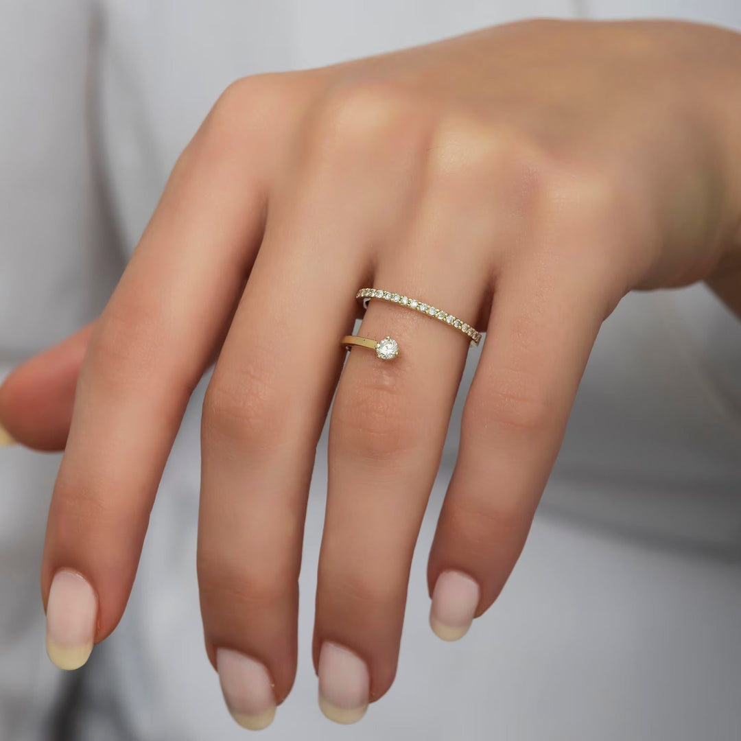 Unique Diamond Ring 14K Gold Dainty Gift for Woman - Doozy Diamonds