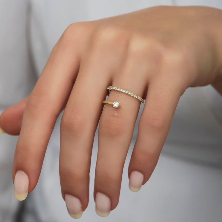 Unique Diamond Ring 14K Gold Dainty Gift for Woman - Doozy Diamonds