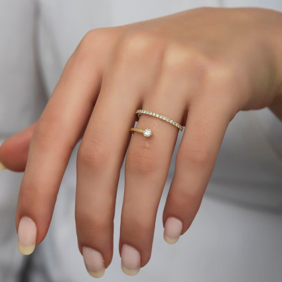 Unique Diamond Ring 14K Gold Dainty Gift for Woman - Doozy Diamonds