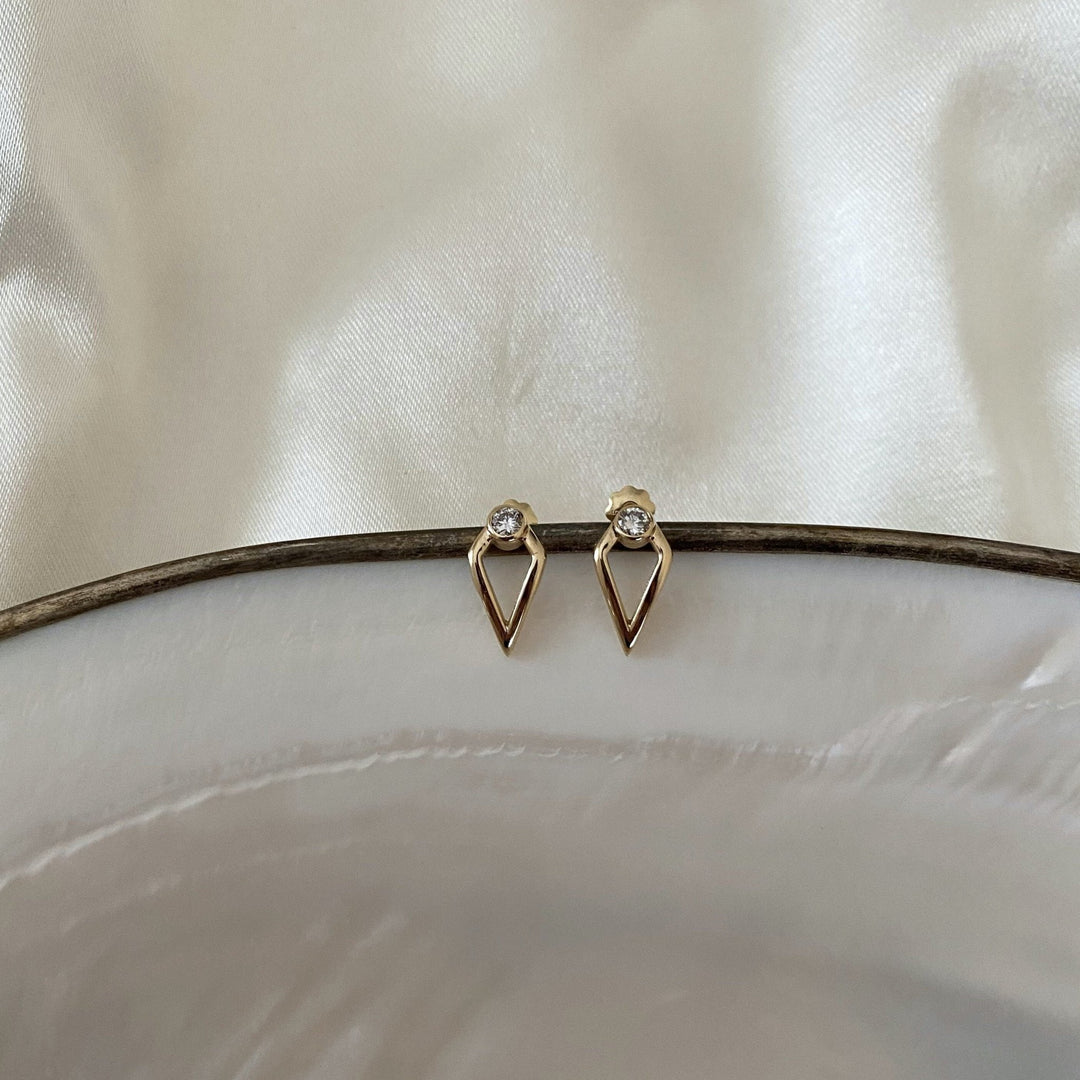 Round Cut Unique Lab-Grown Diamond Earrings in Yellow Gold