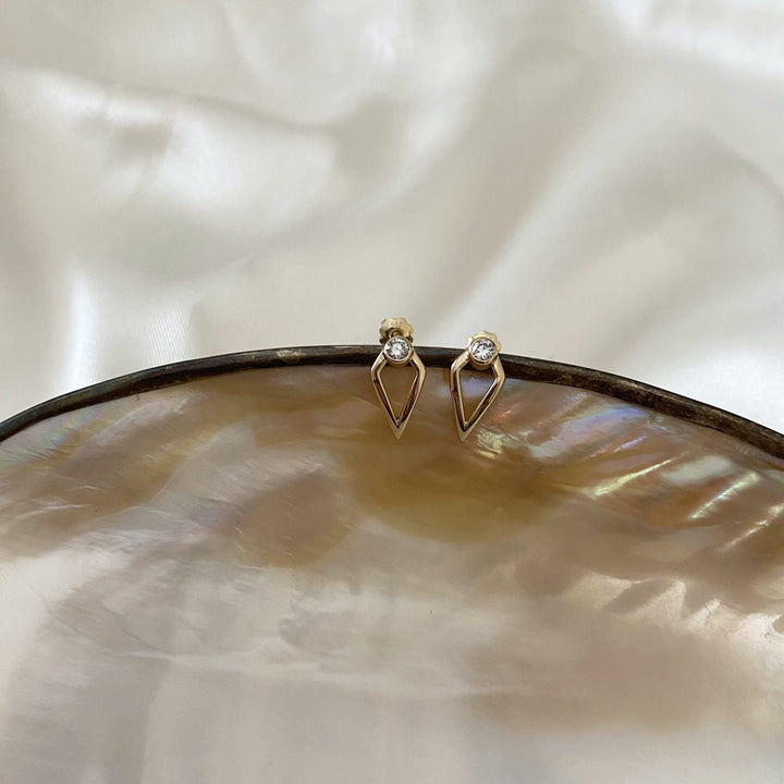Round Cut Unique Lab-Grown Diamond Earrings in Yellow Gold