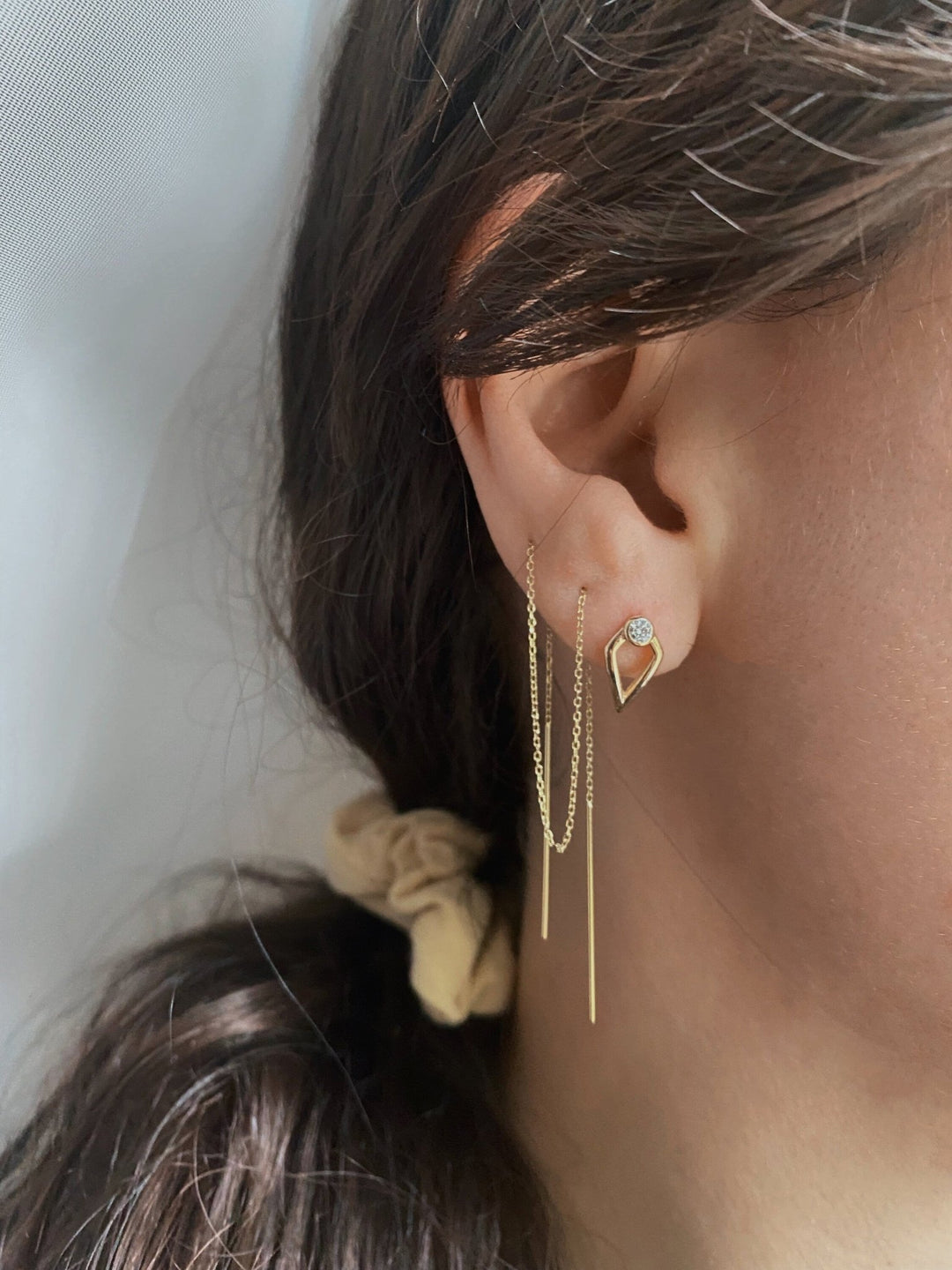 Round Cut Unique Lab-Grown Diamond Earrings in Yellow Gold