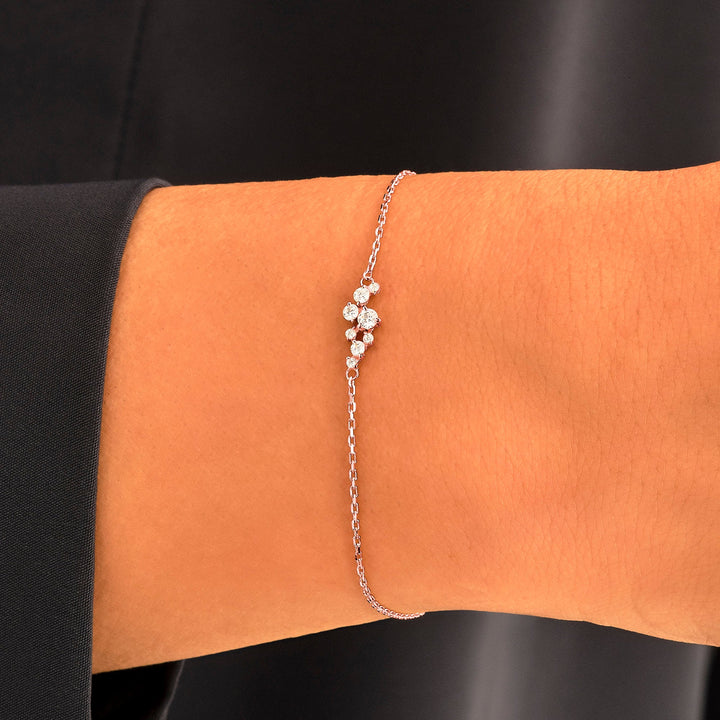 Round Cut Lab-Grown Diamond Cluster Bracelet for Women