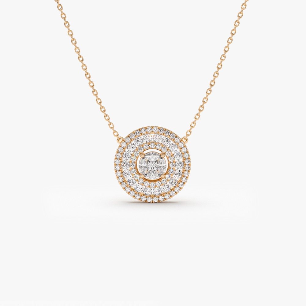 Round Cut Diamond Circle Pendant Necklace for Women - Doozy Diamonds