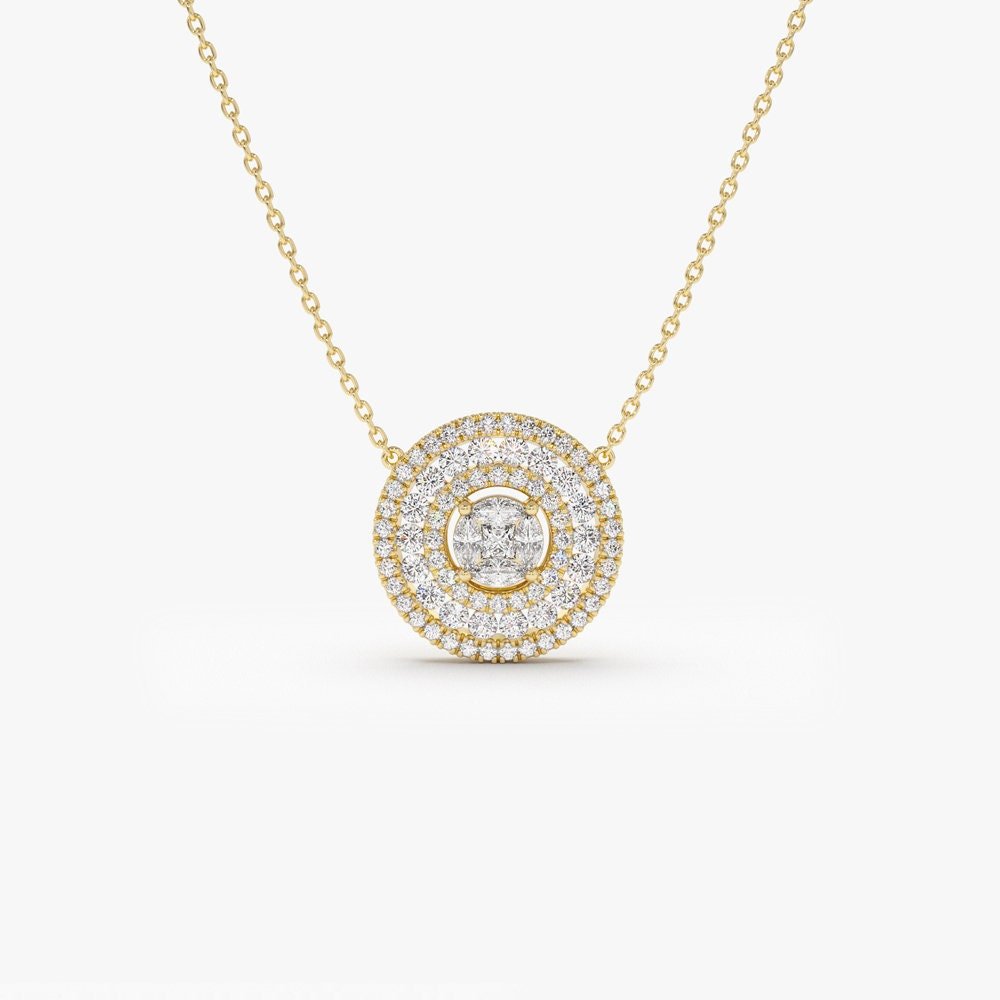 Round Cut Diamond Circle Pendant Necklace for Women - Doozy Diamonds
