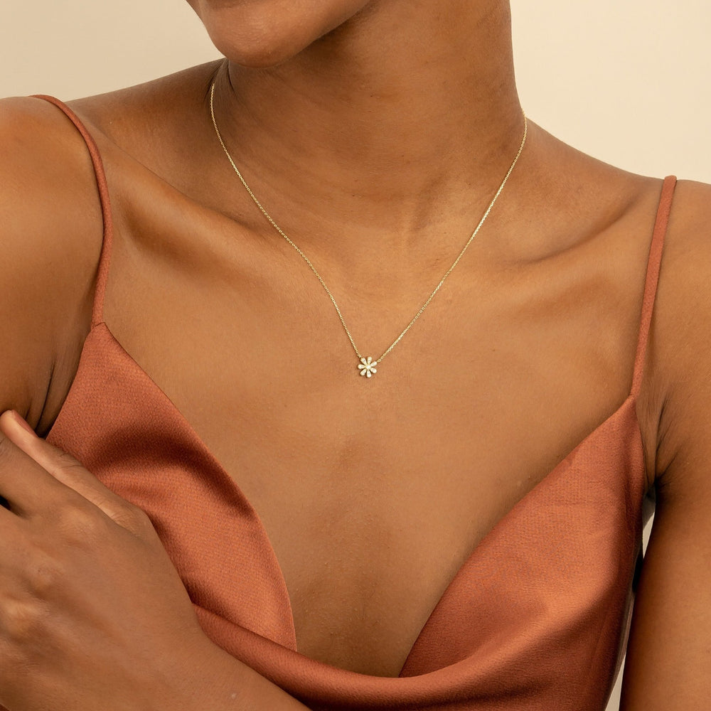Round Cut Diamond Flower Necklace for Women - Doozy Diamonds