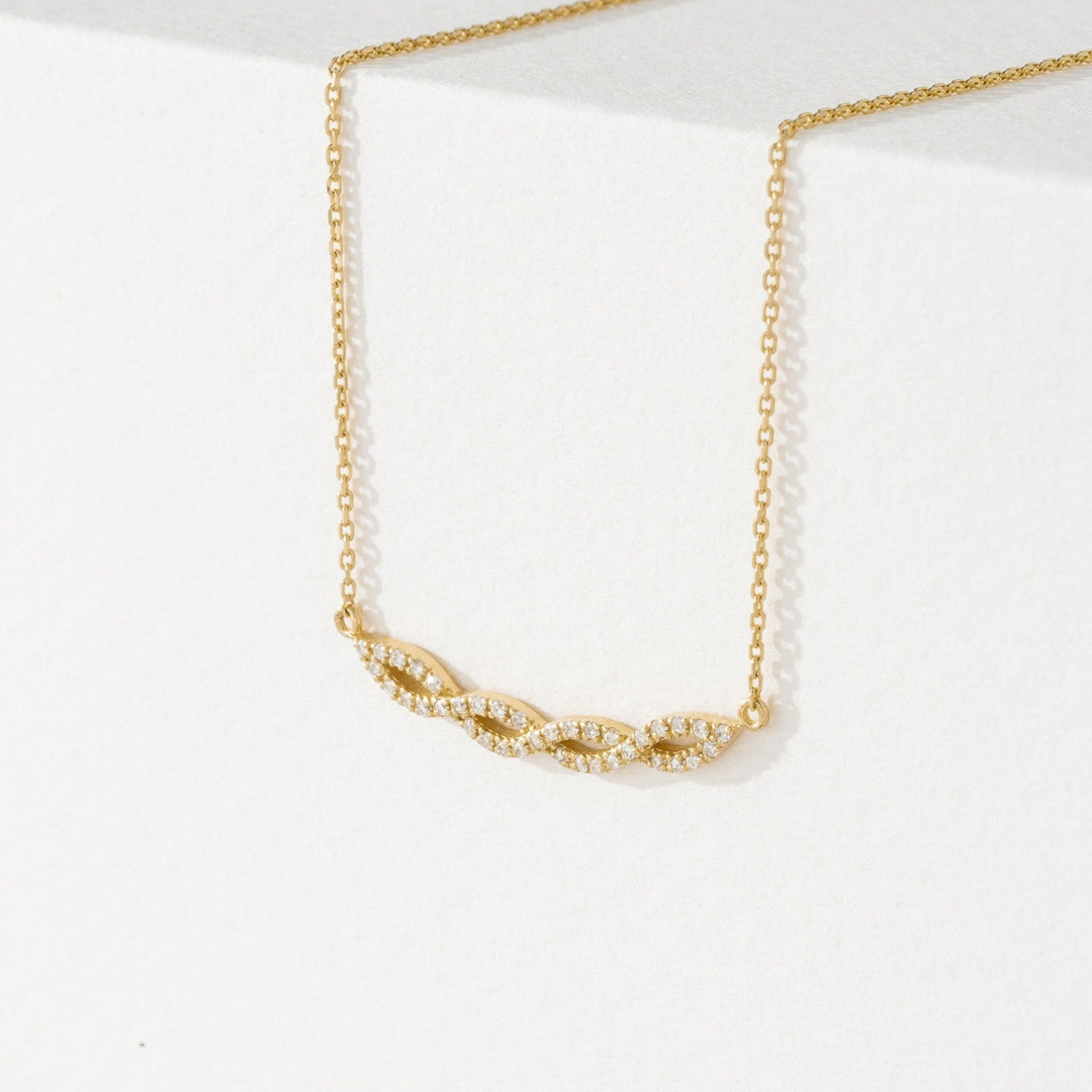 Swirl Diamond 14k Solid Gold Infinity Necklace for Her - Doozy Diamonds