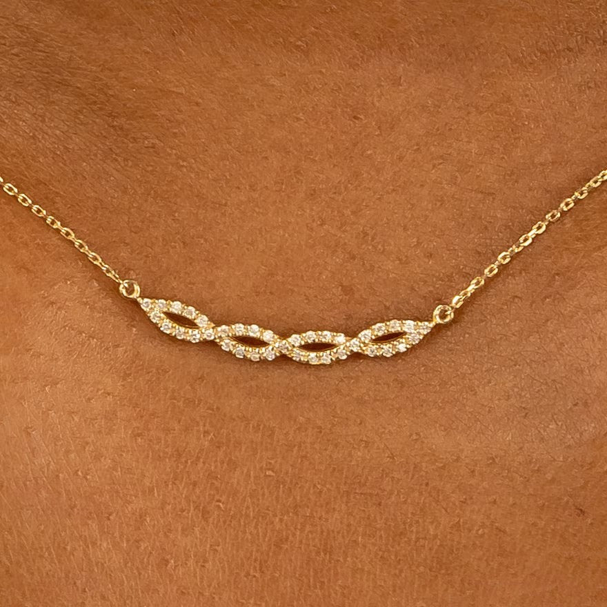 Swirl Diamond 14k Solid Gold Infinity Necklace for Her - Doozy Diamonds