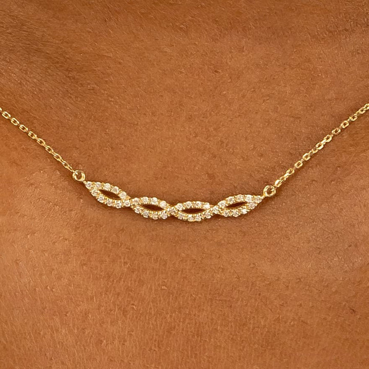 Swirl Diamond 14k Solid Gold Infinity Necklace for Her - Doozy Diamonds