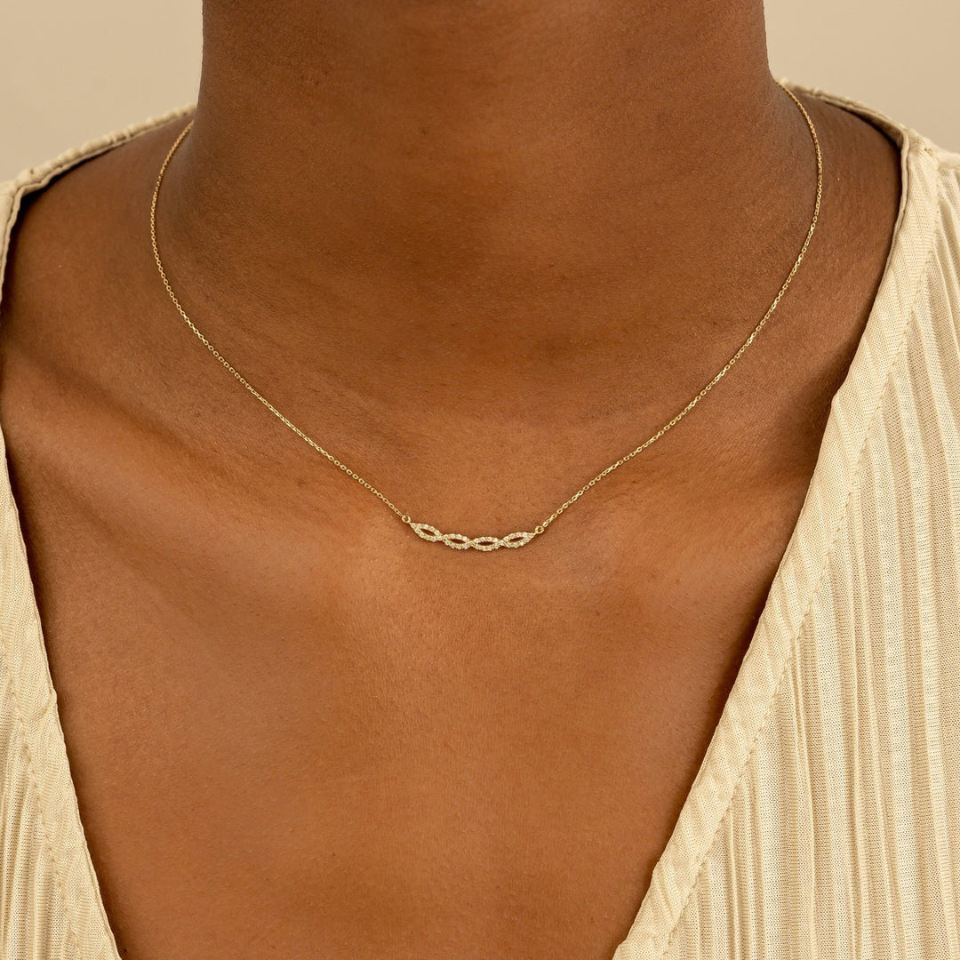 Swirl Diamond 14k Solid Gold Infinity Necklace for Her - Doozy Diamonds