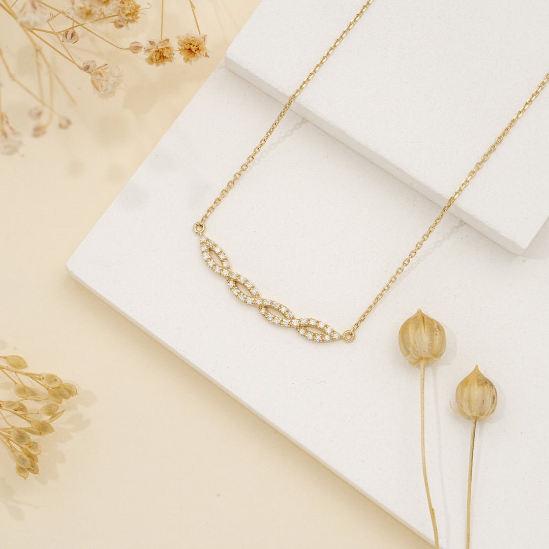 Swirl Diamond 14k Solid Gold Infinity Necklace for Her - Doozy Diamonds