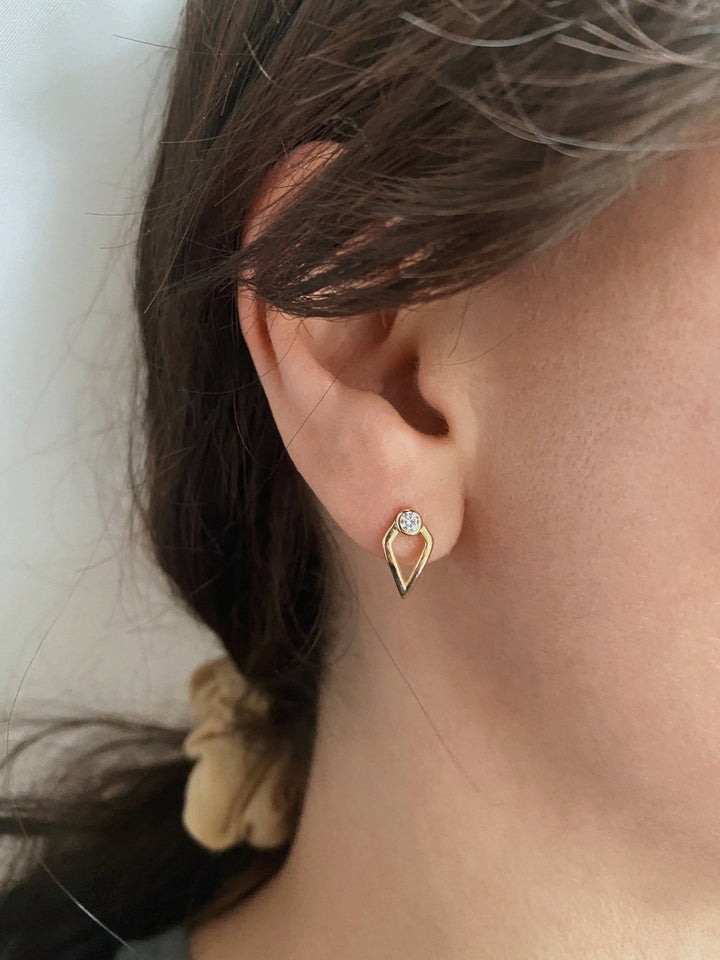 Round Cut Unique Lab-Grown Diamond Earrings in Yellow Gold