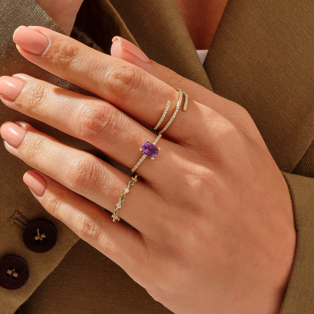 Diamond Wrap Around Lab-Grown Ring for Her Birthday Gift