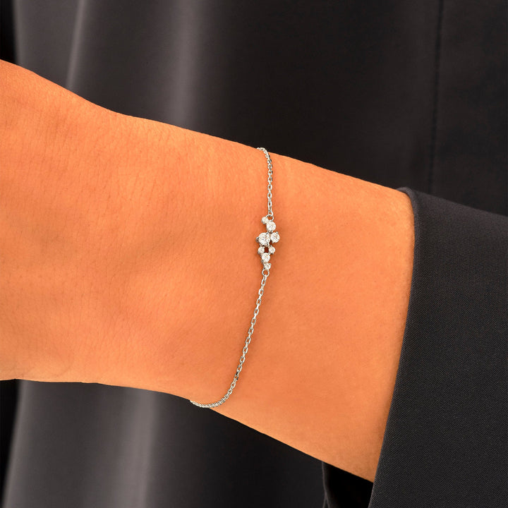 Round Cut Lab-Grown Diamond Cluster Bracelet for Women