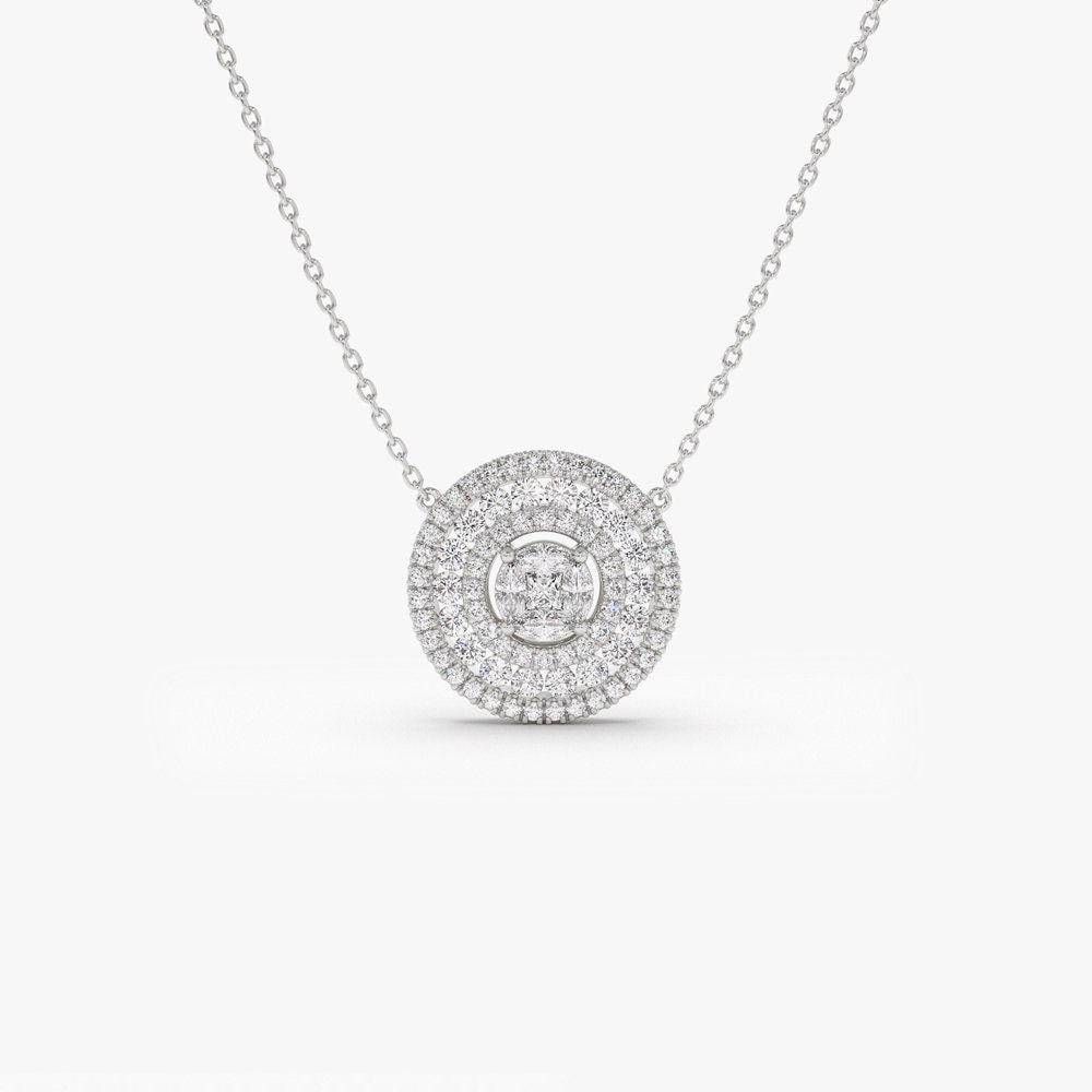 Round Cut Diamond Circle Pendant Necklace for Women - Doozy Diamonds