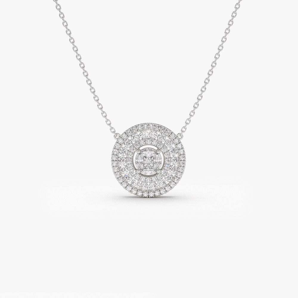 Channel Set Round Diamond Necklace with an Illusion Setting - Doozy Diamonds