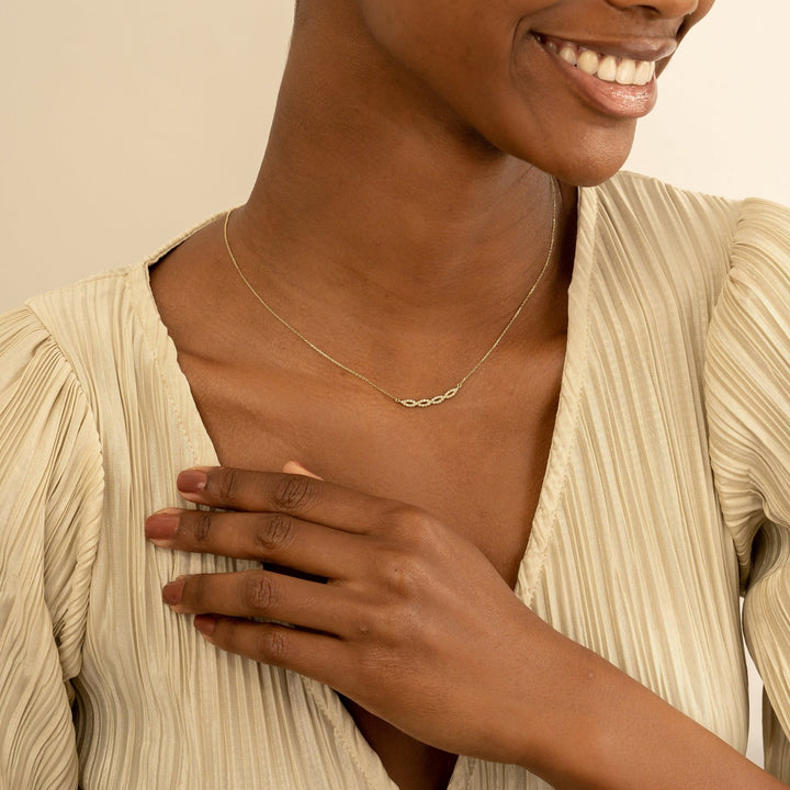 Swirl Diamond 14k Solid Gold Infinity Necklace for Her - Doozy Diamonds